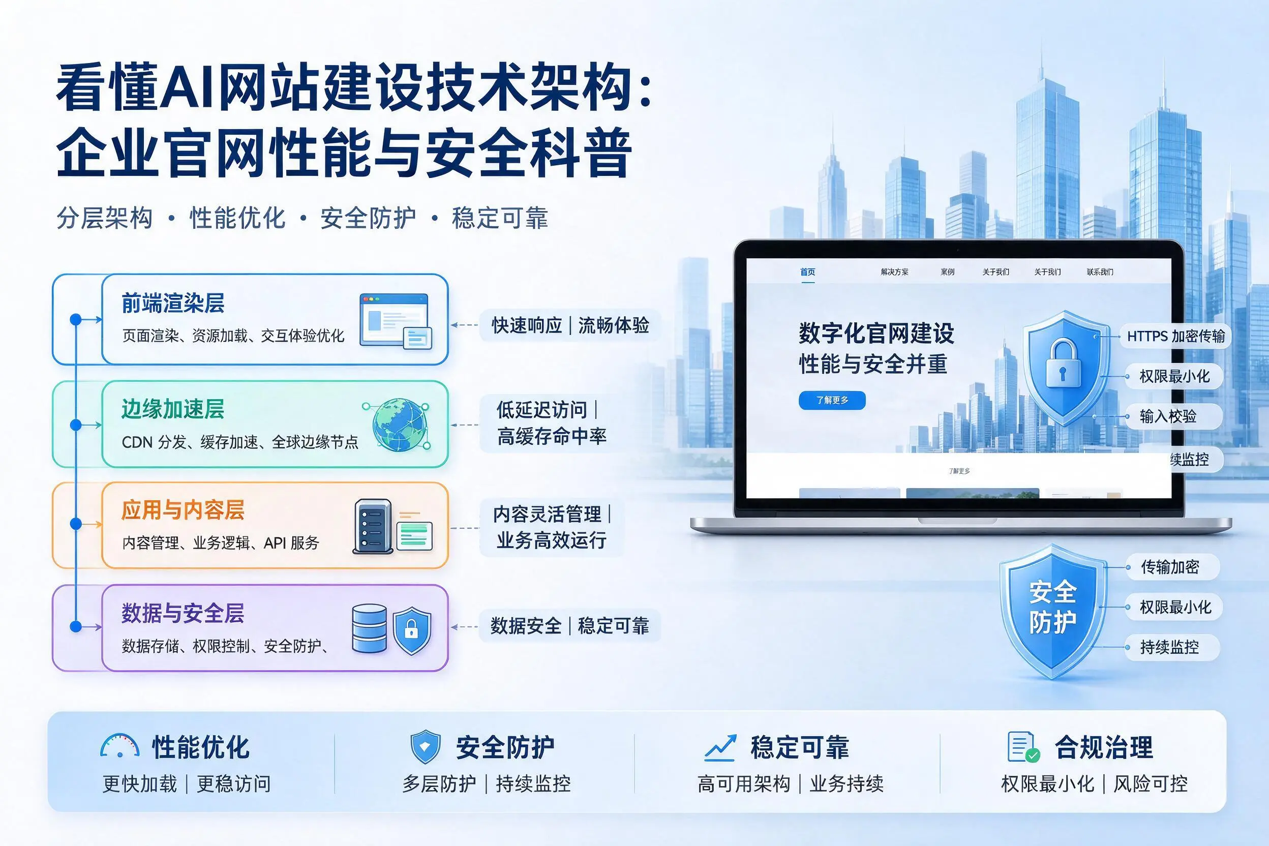 看懂AI网站建设技术架构：陇南企业官网性能与安全科普