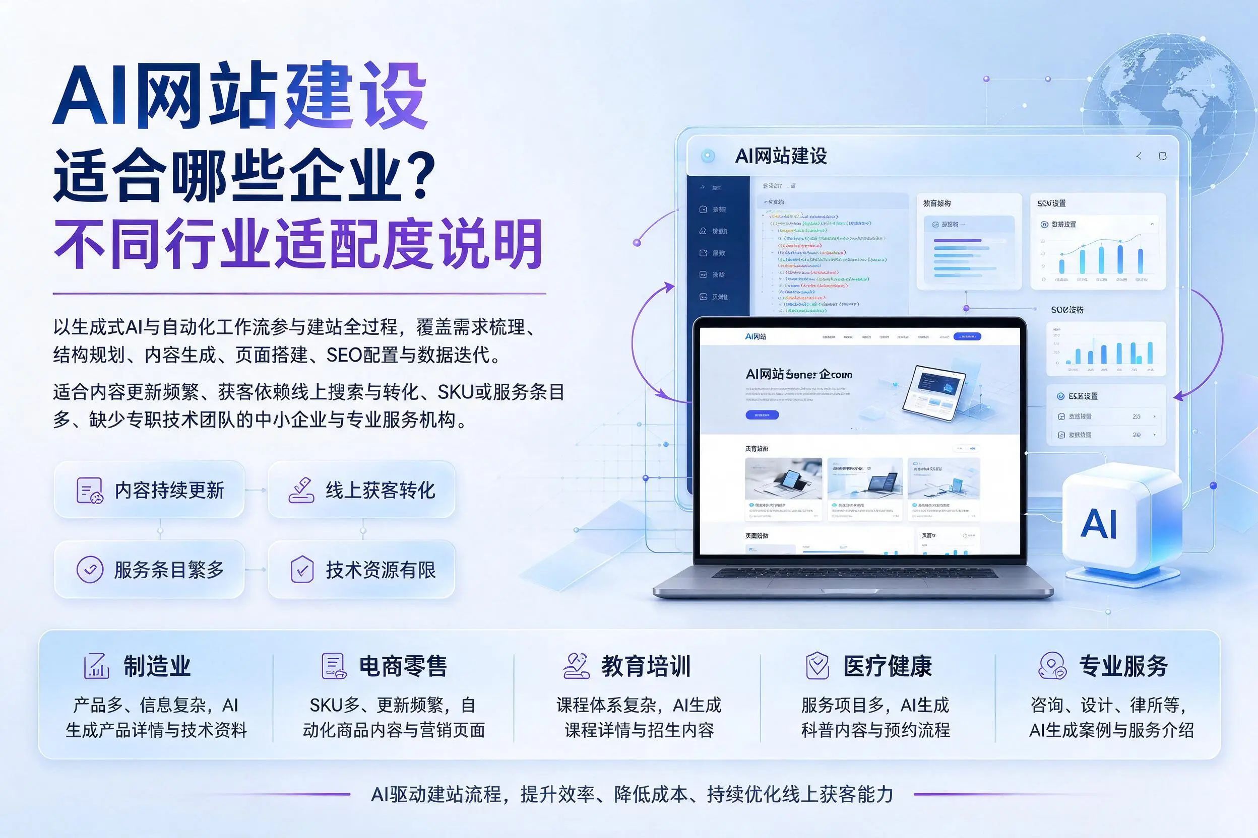 AI网站建设适合哪些企业?陇南不同行业适配度说明