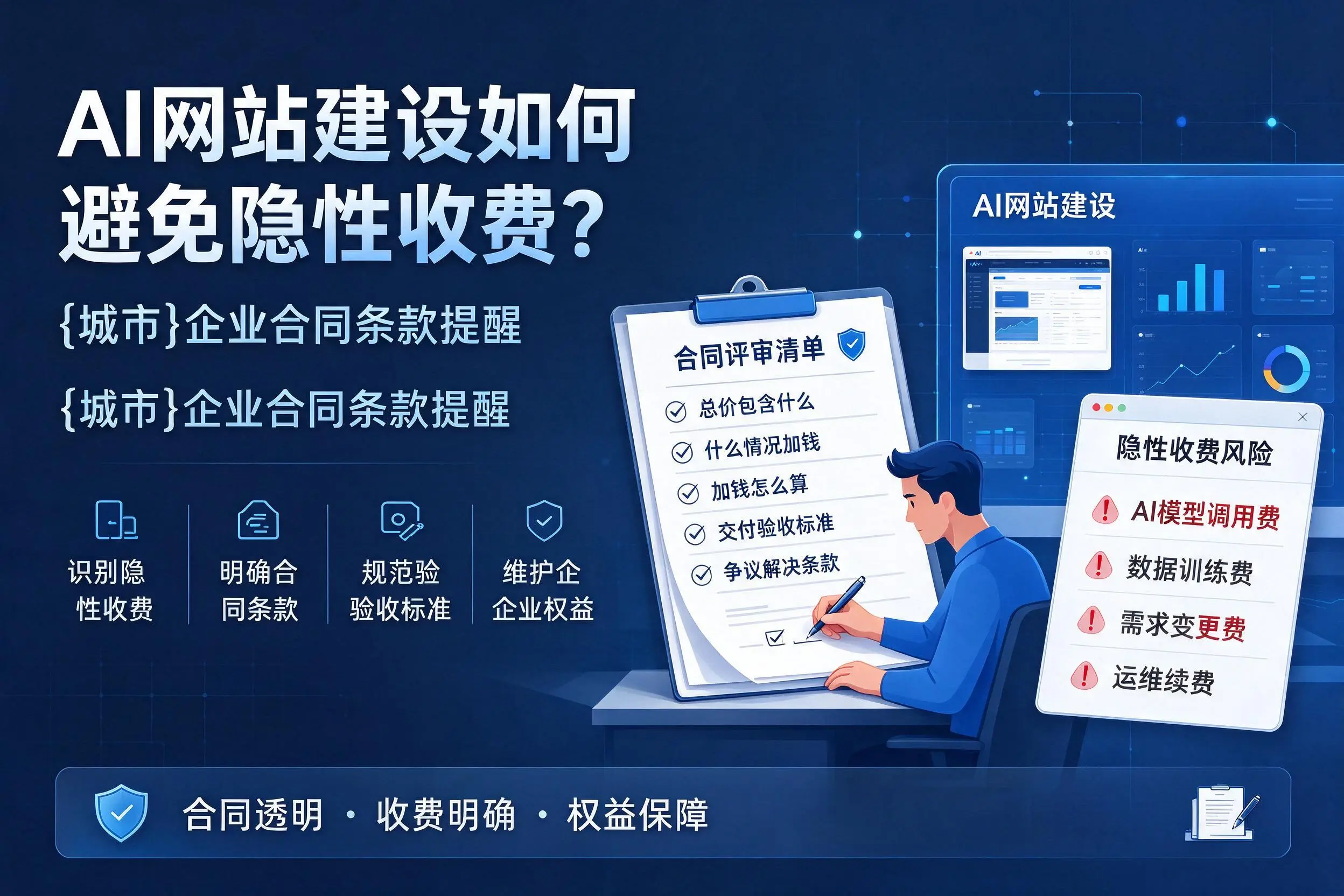 AI网站建设如何避免隐性收费?陇南企业合同条款提醒